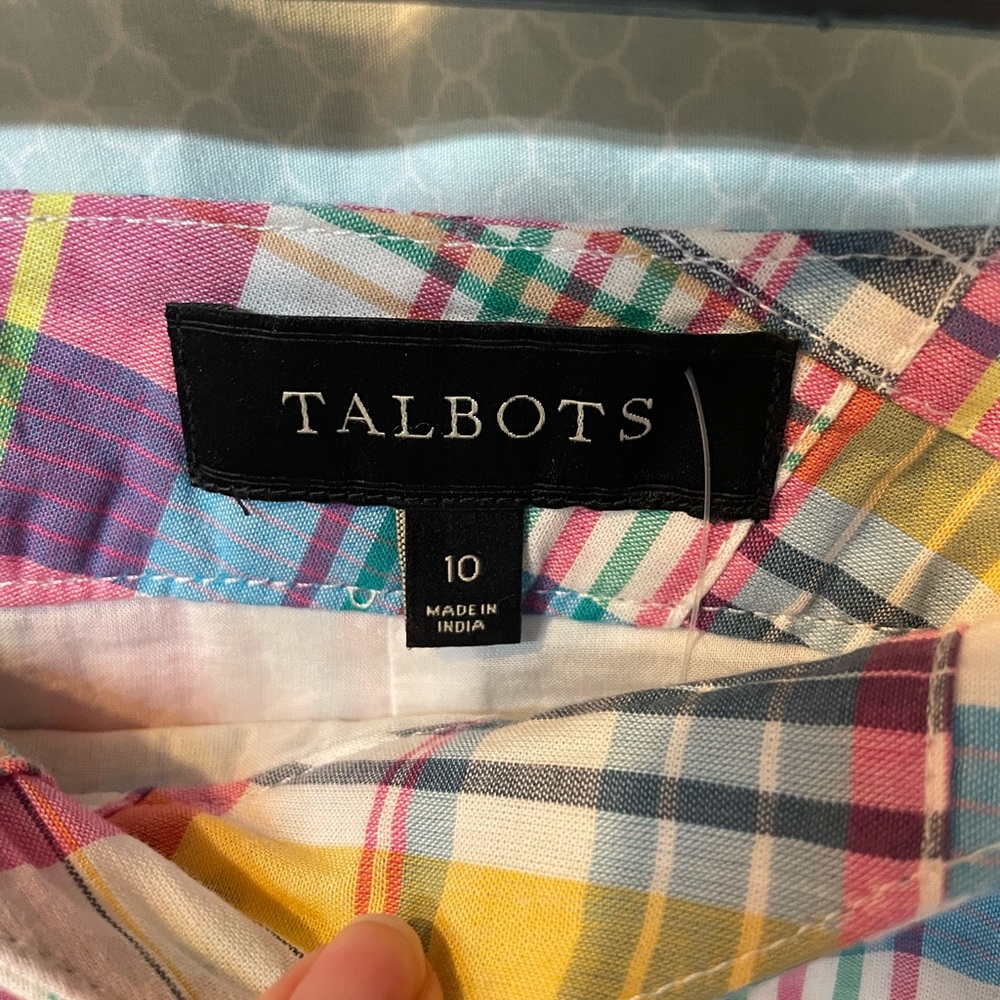 Talbots Multicolor Plaid Patchwork Mini Skirt Wit… - image 3